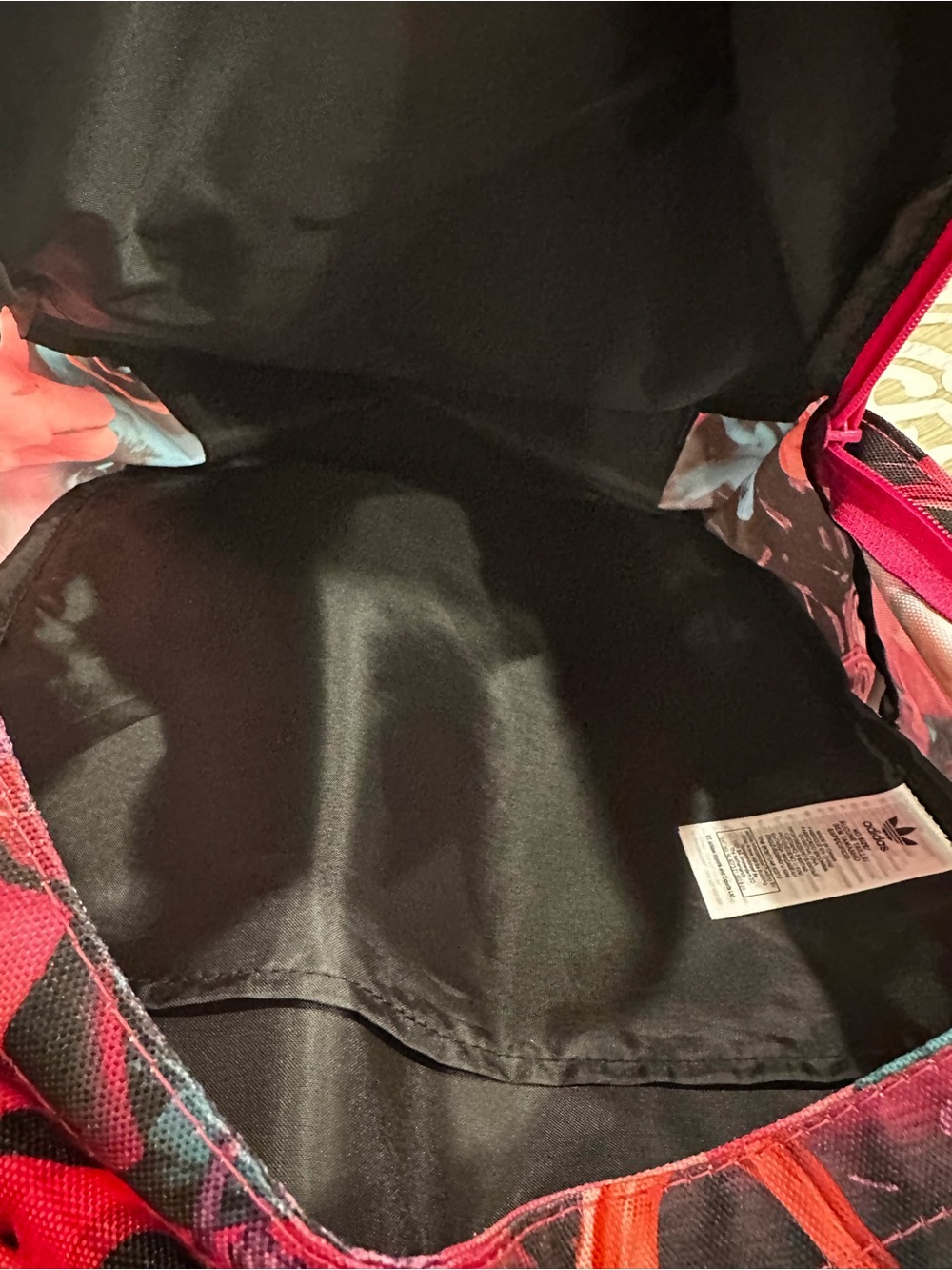Addidas Floral Rose Print Backpack in Pink & Teal - Picture 8 of 9